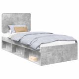 vidaXL Bedframe Betonnen Grijs 75 x 190 cm Massief grenenhout