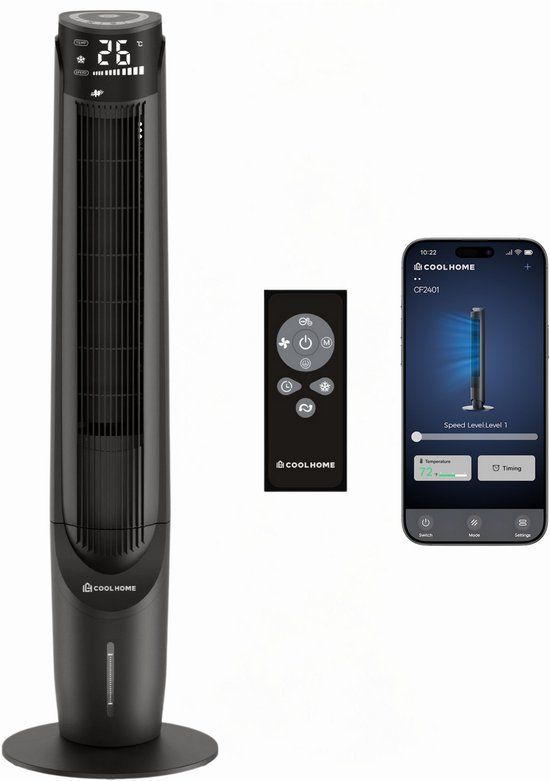 CoolHome Aircooler met water - Luchtkoeler met draaifunctie - Afstandsbediening - Incl. Koelelementen - 108 CM - Dimbaar LED scherm