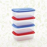 Cosmoplast 4 Kleine Dozen Lt. 0,400, Koelkast, Vriezer, Magnetron. 2 Rode + 2 Blauwe
