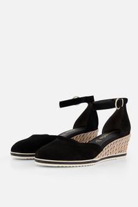Tamaris Espadrilles Sleehak Zwart Leer Dames Maat 36