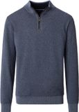 Casa Moda Halfzip Trui Structure Blauw - Maat XXL - Heren