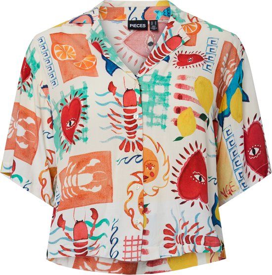 PIECES Curve PIECES - PCKLARISA SHIRT WVN QX BC - Meisjes - Blouses - Viscose - Eggnog - Maat 48