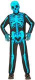 Widmann SRL Neon skelet kostuum Fleur kind - Blauw - Maat 128