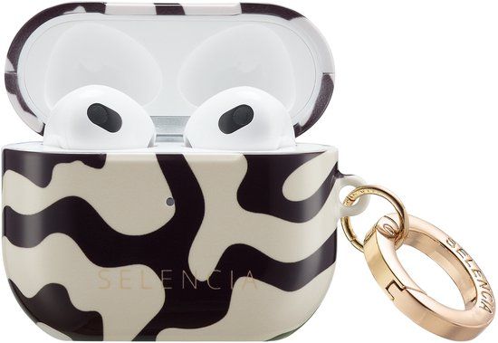 Selencia Case - Hoesje geschikt voor AirPods 3 (2021) - Art Wave Black