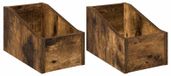 Boîte pour disques vinyles 2 pièces chêne fumé 18 x 32 x 18 cm bois traité