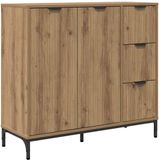 vidaXL Dressoir Artisan Eiken 89,5 x 33 x 82 cm Bewerkt hout