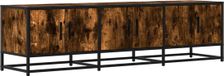 vidaXL Meuble TV 150x35x41 cm bois traité métal chêne fumé