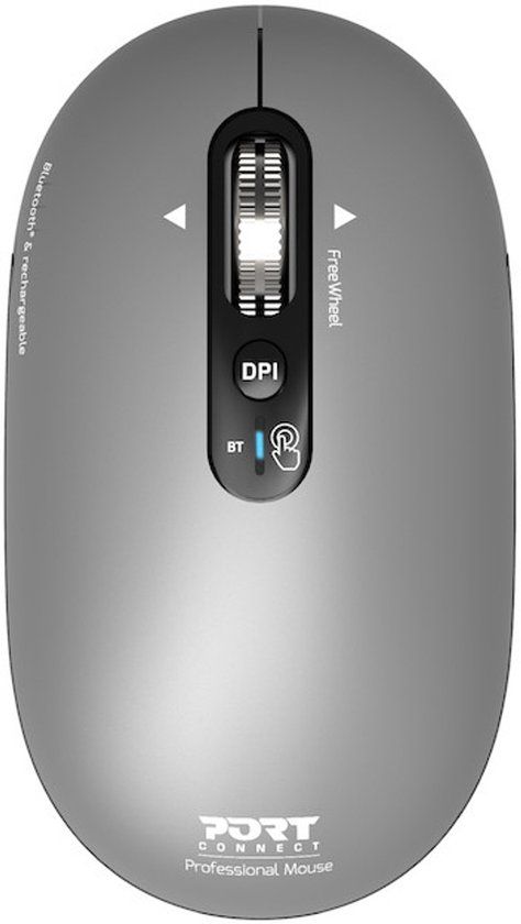 PORT Designs PORT Connect 910009 - Muis - Draadloos - Ambidextrous - 3200 DPI - Bluetooth - 4 knoppen - grijs