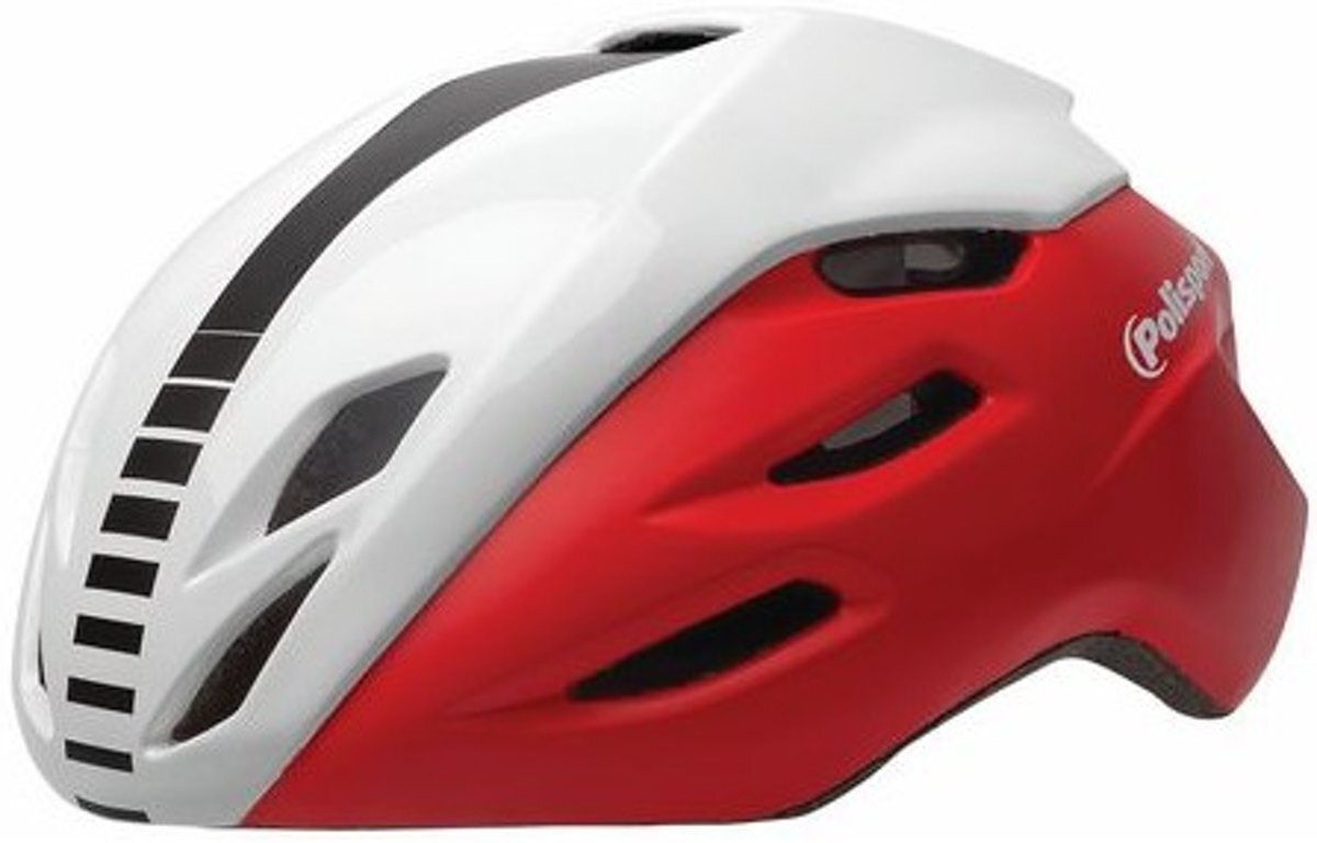 Polisport Helm Aero Road mat rood/glans wit/zwart M 54-58cm