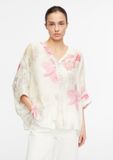 comma Gebloemde Kimonoblouse Ecru/Roze