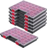 KADAX K6548 Organizer gereedschapskist van kunststof magazijn voor kleine onderdelen met transparant deksel magazijn voor kleine onderdelen in verschillende maten assortimentsdoos (40x30cm / 6 stuks)