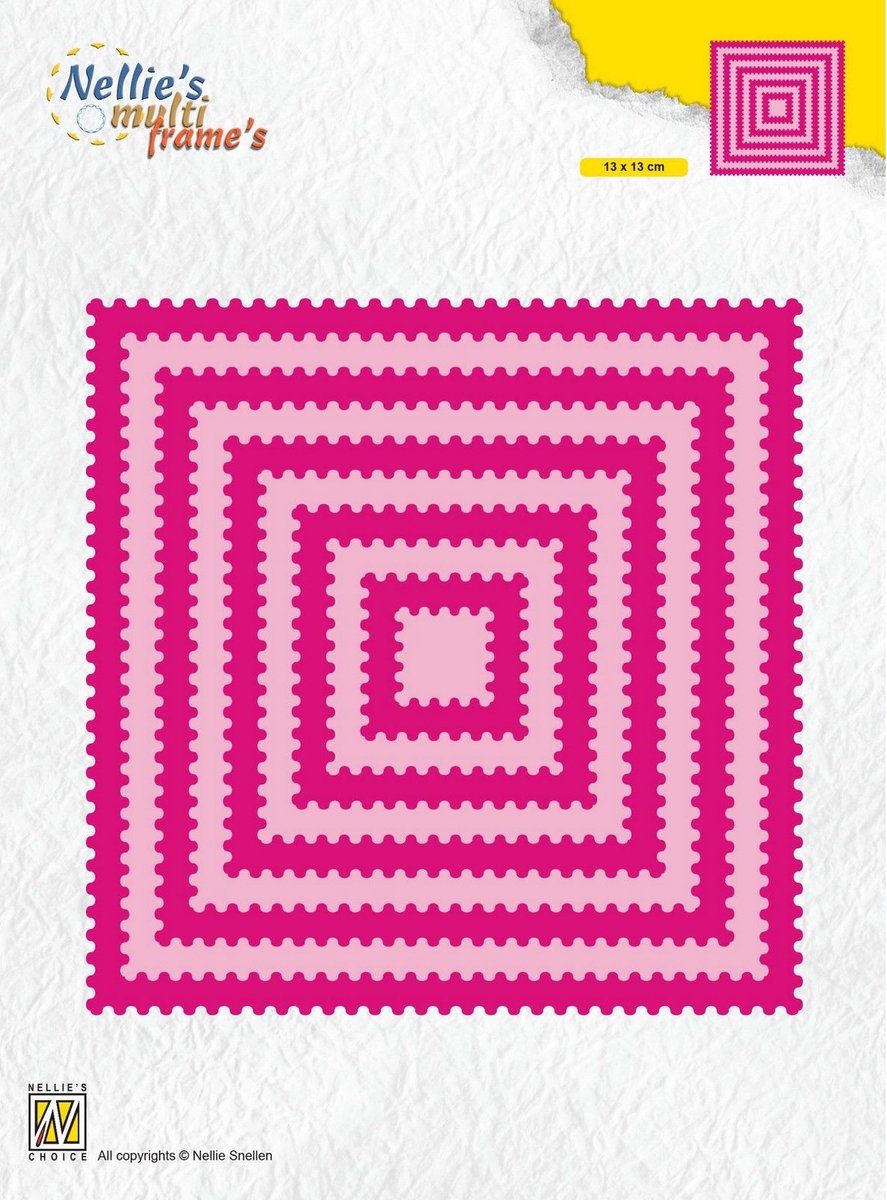 Nellie's Choice Nesten, vierkant multiframe, 13 x 13 cm, 10 stuks, benodigdheden voor het maken van kaarten, metalen matrijzen voor scrapbooking, doe-het-zelf en papierambachten, roze, 130 x 130 mm
