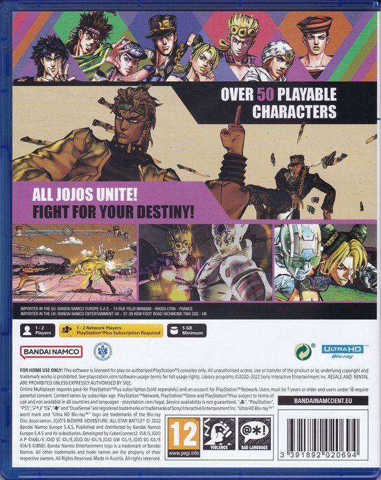 Bandai Namco Namco JoJo's Bizarre Adventure: All-Star Battle