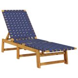 VidaXL Fauteuil de jardin en bois d'acacia, tissu bleu, marron, lot de 2