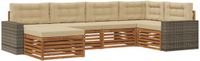 vidaXL Hoek loungeset 6-delig Acacia hout Natuurlijk en beige