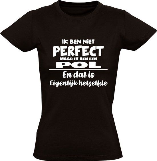 Sol's Ik ben niet perfect maar ik ben een Pol Dames T-shirt 4XL Zwart