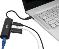 Tripp Lite U460-003-3A1GB USB 3.1 Gen 1 USB-C Portable Hub/Adapter, 3 USB-A Ports and Gigabit Ethernet Port, Thunderbolt 3 Compatible, Black