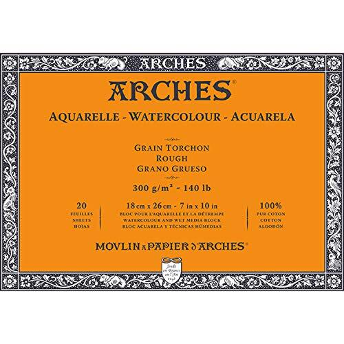 ARCHES - Aquarel papier blok - 7" x 10" - 20 Vellen - 300gsm - Ruw - Zuurvrij - Wit