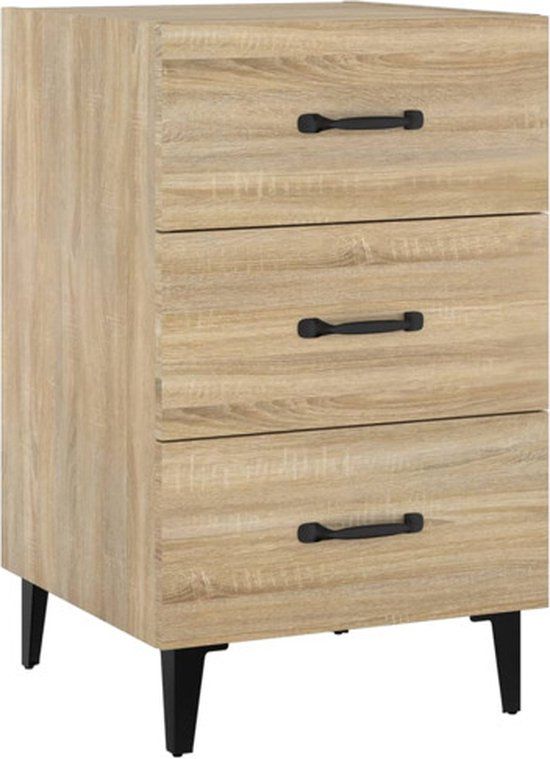 vidaXL Nachtkastje 40x40x66 cm Bewerkt Hout Sonoma Eikenkleurig
