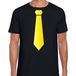 Bellatio Decorations T-shirt déguisement pour homme - cravate jaune - noir - carnaval - fête ringarde M