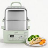 VEVOR cuiseur vapeur électrique 13 litres avec 2 niveaux de cuisson, acier inoxydable, 1500 W, vert, cuiseur de légumes et d'aliments pour 3-6 personnes avec 9 programmes préréglés, fonction de maintien au chaud, pour légumes, fruits de mer et riz