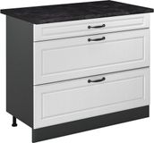 Vicco R-Line meuble bas de cuisine, blanc campagne/anthracite, plan de travail anthracite de 100 cm
