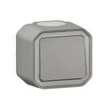 Legrand Drukschakelaar, 10 A, Plexo, waterdicht IP55, volledige verlichtingsbediening, inbouwklaar, oppervlaktemontage, grijs, 069720LE