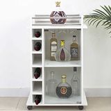 BAKAJI Hoekkast bar vloerkelder plank flessenhouder wijn sterke drank houten kelder 6-zits flessenhouder met bekerhouder van metaal (wit)