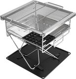 Sans marque Grill de feu de camp portable pliable d'extérieur - Foyer de camping avec sac de transport pour pique-nique en plein air