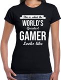 Bellatio Decorations Worlds greatest gamer cadeau t-shirt zwart voor dames - verjaardag / kado shirt voor gamers XS