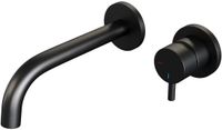 Brauer Black Edition Inbouw Wastafelmengkraan met Gebogen Uitloop en Rozetten Model B1 Mat Zwart