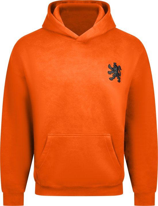O.Leo - Oranje Hoodie heren & dames - Maat L - Zwart geborduurde leeuw - Premium katoenmix - Unisex pasvorm sweater