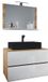 VCM Lendas BL Ensemble de meubles de salle de bain 3 pièces avec miroir, lavabo et meuble bas - 80 cm de large - Chêne miel / blanc