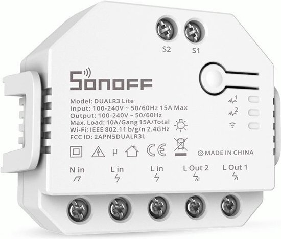 Sonoff Slimme schakelaar WiFi Dual R3 Lite voor garage , zonwering