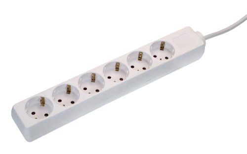 AS-Schwabe 11611 Stekkerdoos - 6-voudig - wit - 1,4 m