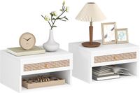 Homcom Nachtkastje - Spaanplaat - 40x34x23cm - Wit en naturel hout