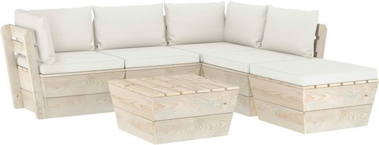 vidaXL 6-delige Loungeset met kussens pallet vurenhout