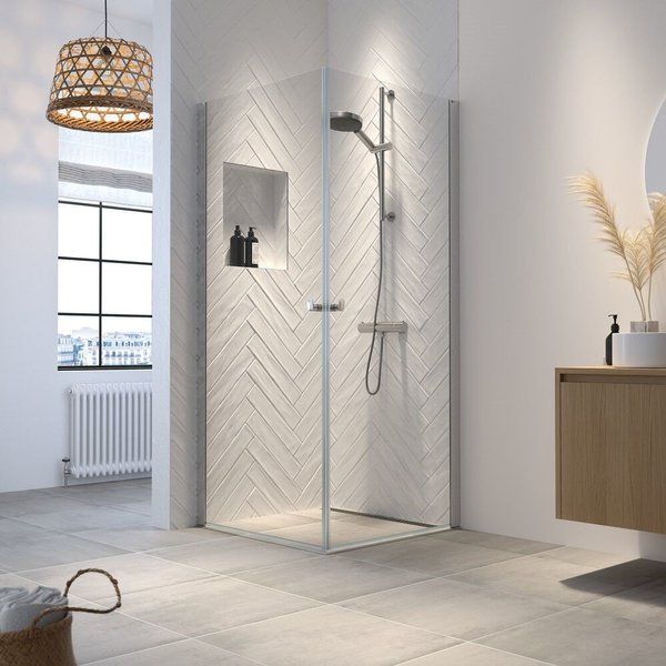 Sealskin get wet Hooked douchecabine 100x100cm met hoekinstap 6mm veiligheidsglas zilver hoogglans CX501006265100