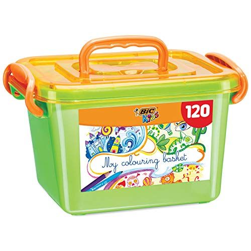 Bic Kids My Colouring Basket Schilderkist Set (Met 120 Stiften, 60 Kleurpotloden, 60 Viltstiften)