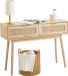 VEVOR Rotan Consoletafel, Haltafel, Decoratieve Tafel, 2 Lades, Schuifdeuren, Naturel