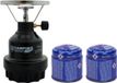 Merkloos Camping kookstel - metaal - zwart - incl. 2x gas navulling priktank - 190 gram