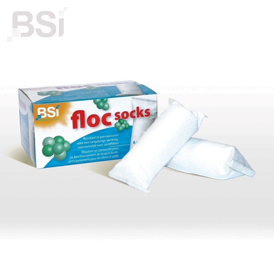 Bsi Floc socks 8x125 gr - Flocculatiekousje in patroonvorm voor in de skimmer