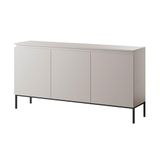 Selsey Bemmi Dressoir 150 cm Grijs Taupe Moderne Kast met 3 Deuren en Zwarte Stalen Poten