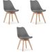 LEOBERT Set van 3 Stoelen MARK – Grafietgrijs, Beukenhouten Poten, Kunststof Zitting met Kunstlederen Kussen, Strak Design, Ergonomisch, Geschikt voor Keuken, Eetkamer, Kantine en Werkruimte, Max. 120 kg