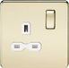 Knightsbridge SFR7000PBW 13 A 1 G schroef minder DP gepolijst switch sokkel met wit invoegen – messing