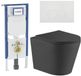 Geberit QeramiQ Dely Toiletset - 36.3x51.7cm - Geberit UP720 inbouwreservoir - rimless - diepspoel - zitting - softclose - bedieningsplaat glans wit - ronde knoppen - mat zwart