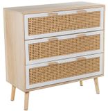 Commode à 3 tiroirs, en MDF et saule, dimensions 80x35x81 cm