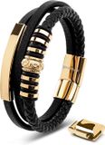 SERASAR Leren Armband Echte Mannen [Shine] - Goud 23cm - Manchet Cadeau met Doos