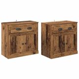 vidaXL - Dressoirs - 2 - st - Oud - Hout - 70 - x - 35,5 - x - 67,5 - cm - Bewerkt - hout