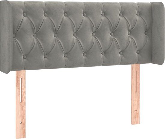 vidaXL Hoofdbord met randen 103x16x78/88 cm fluweel lichtgrijs